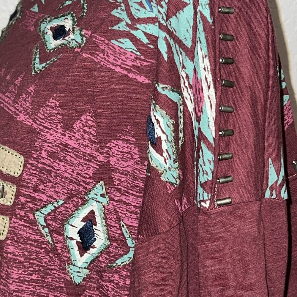 Double D Ranch Mauve Southwestern Graphic Tee with Turquoise & Navy Accents - Picture 9 of 10